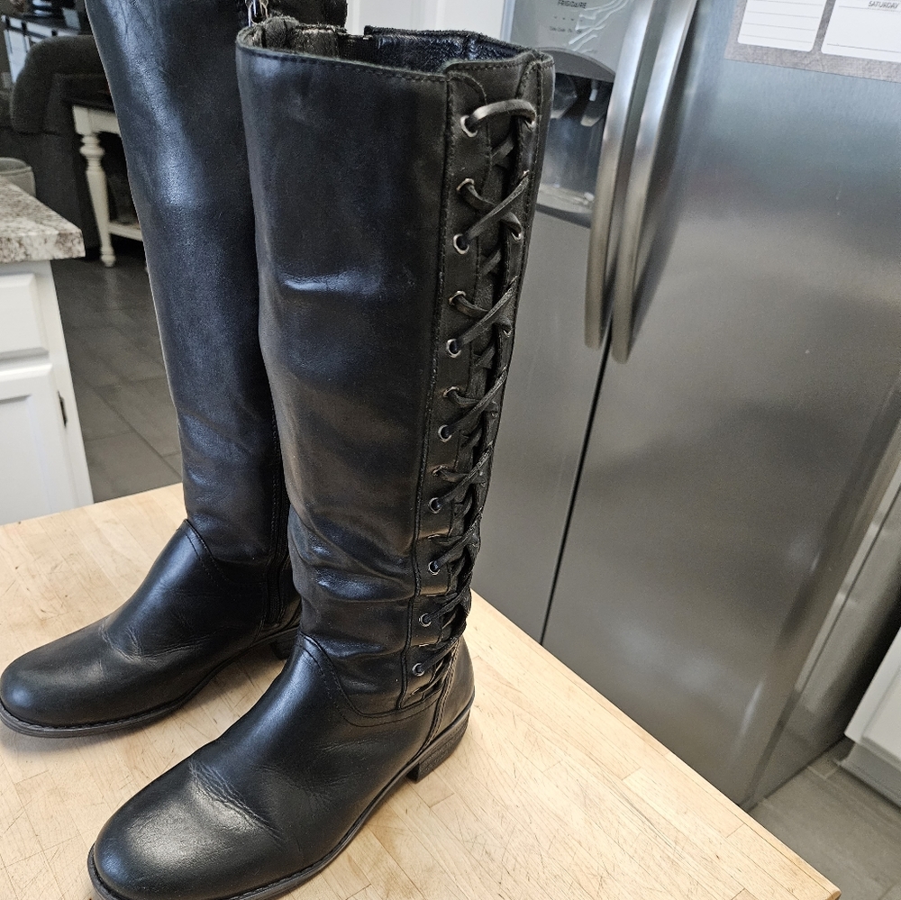 Black leather boots